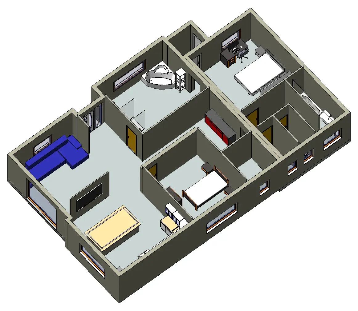 Axonométrie côté nord de l’appartement