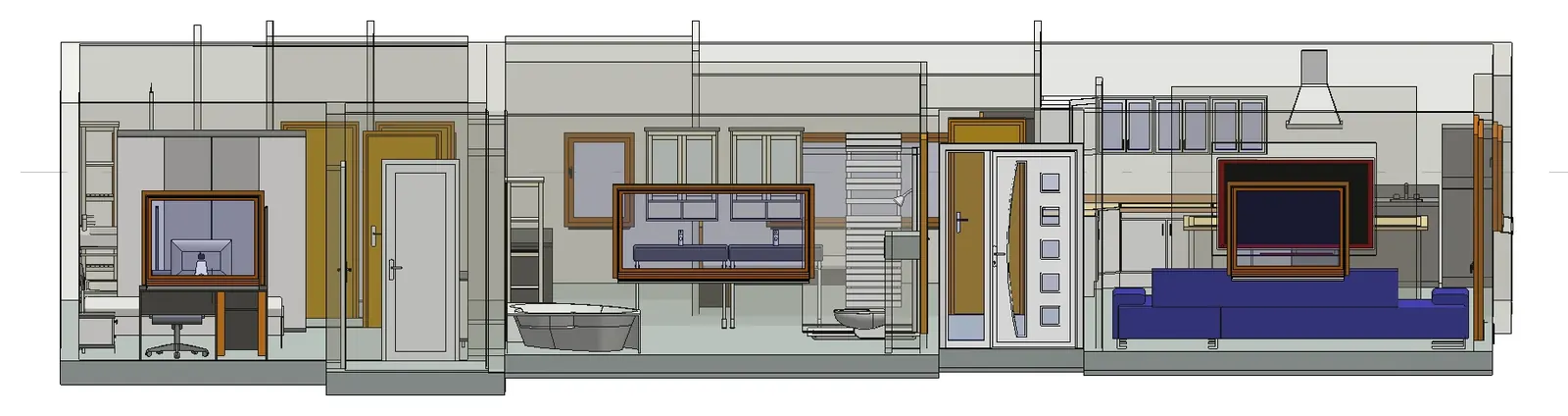 Coupe longitudinale de l’appartement