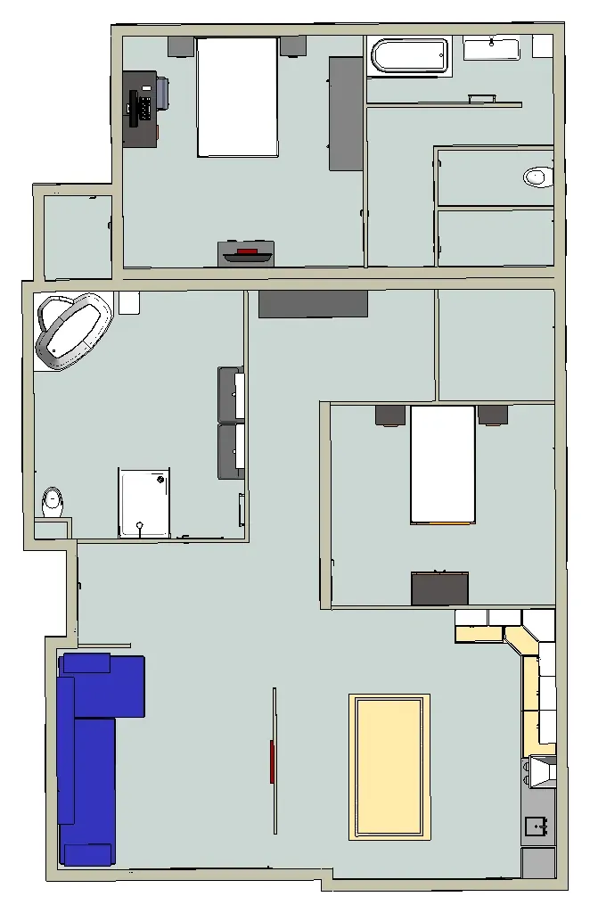 Vue de dessus de la maquette de l’appartement