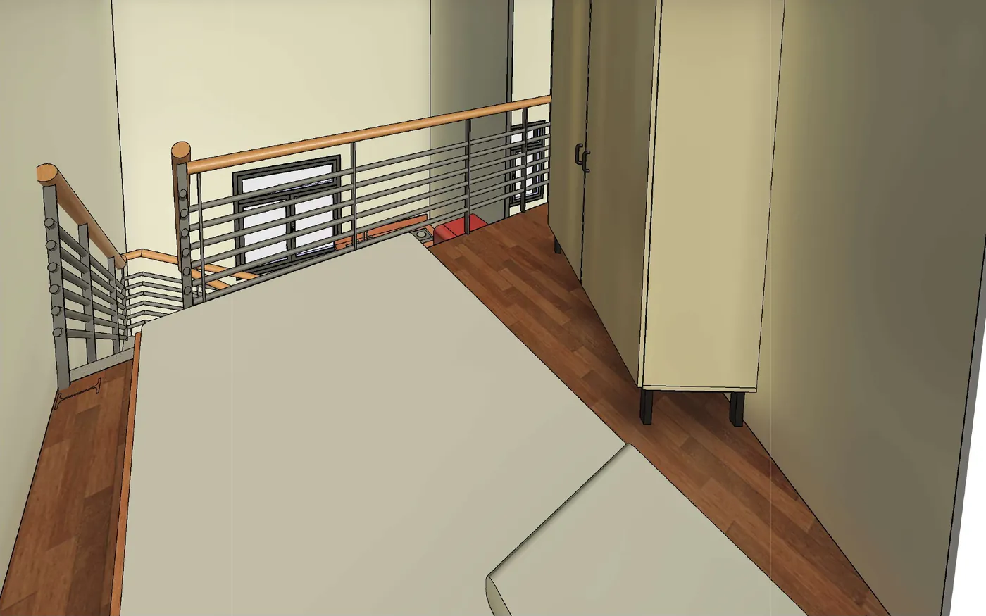 Maquette Revit de la mezzanine vue depuis le lit
