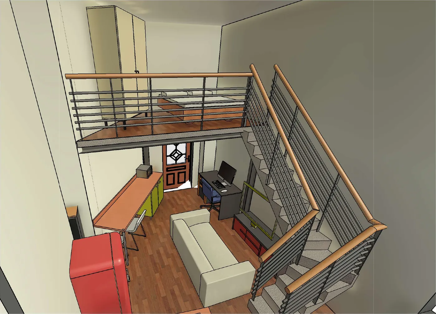 Maquette Revit en vue plongeante