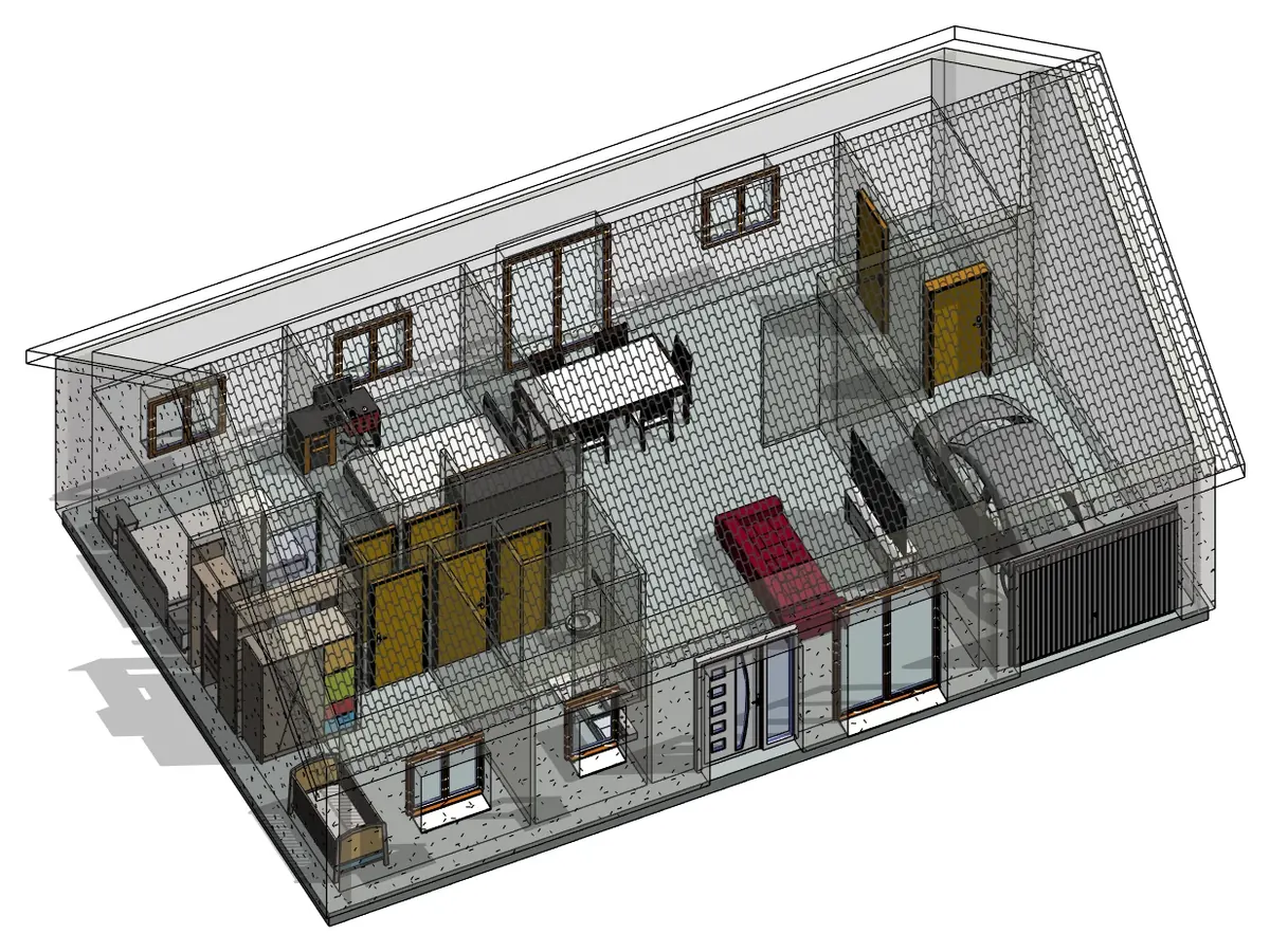 Maquette de la maison avec toiture en transparence